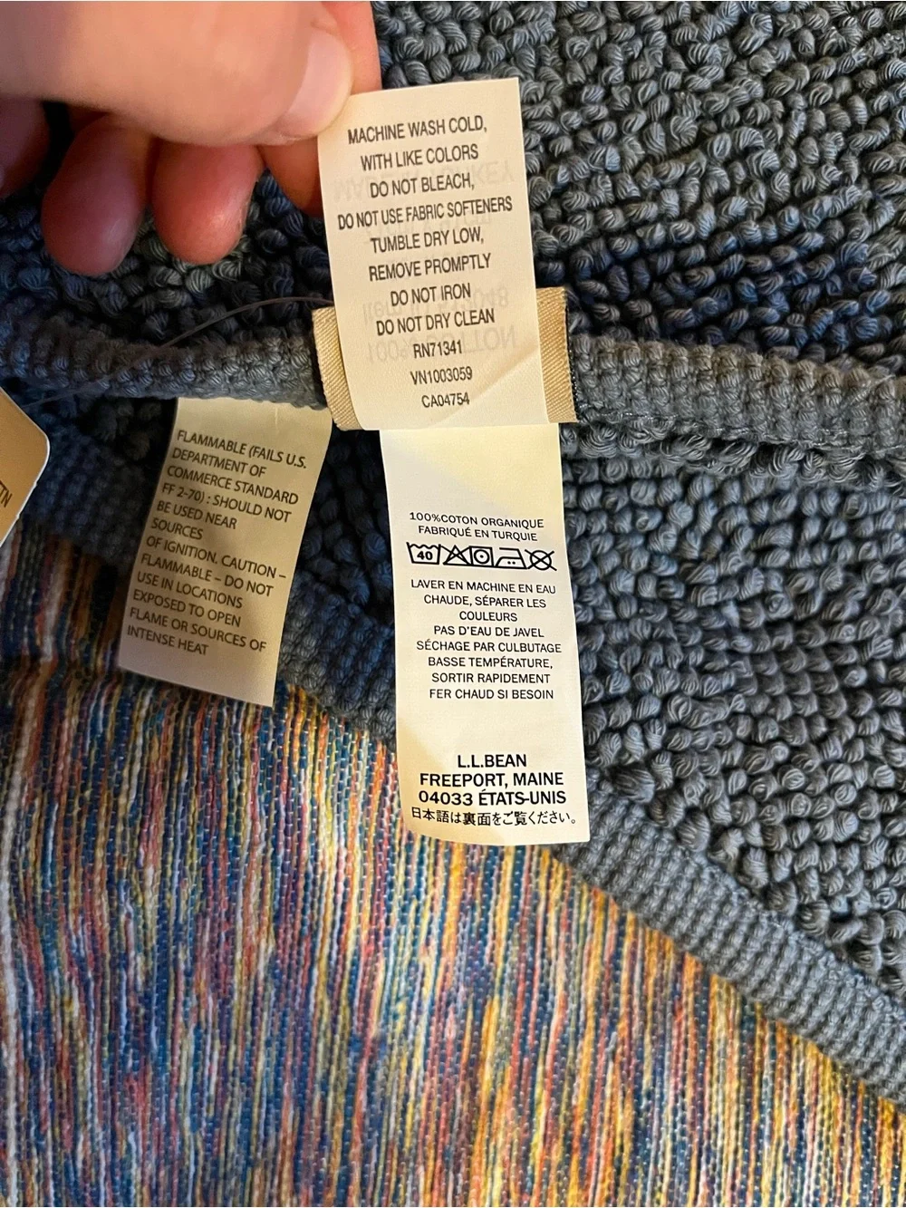 NEW! With Tags! L.L.Bean Slate Blue Organic Textured Cotton Bath Mat